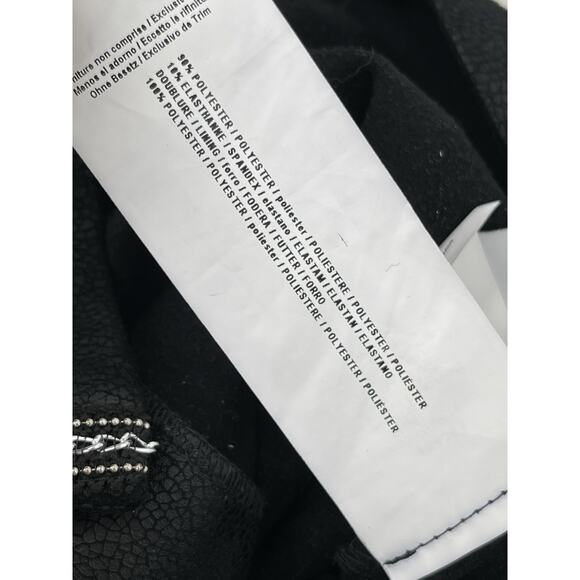 Joseph Ribkoff Jacket Leather Look Chain Bead Detail Black Silver Size 10 - Picture 13 of 13